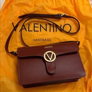 Valentino Burgundy Leather Crossbody Bag